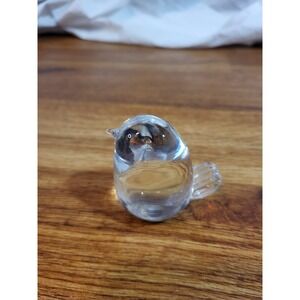 Vintage Norsk HADELAND Crystal Bird Figurine Paperweight 2.5" Original Label